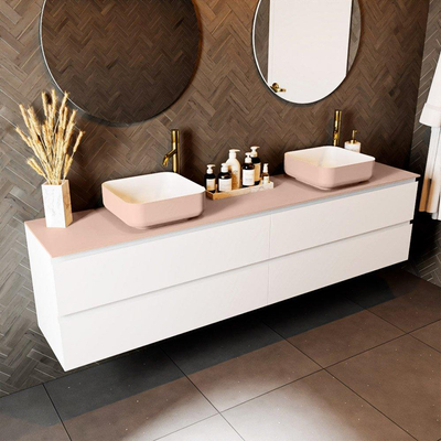 Mondiaz TOP 23 Topblad - 200x23.5x0.9cm - geschikt voor afdekplaat - Solid surface - Rosee