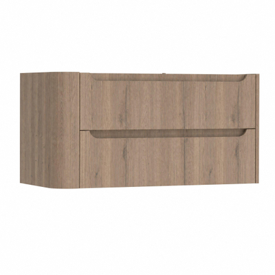 H&R Badmeubelen Juice Wastafelonderkast - 100x45x50cm - linkerhoek afgerond - 2 lades - geïntegreerde greep - charleston