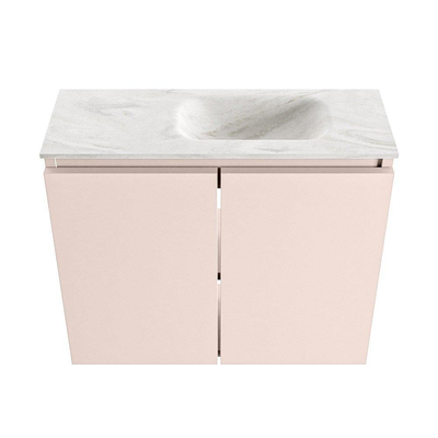 MONDIAZ TURE-DLUX meuble WC 60 cm Rosee. EDEN lavabo Ostra position droite. Avec 1 trou de robinet.