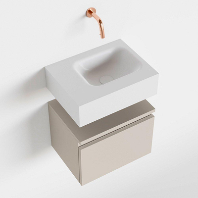MONDIAZ ANDOR Toiletmeubel 40x30x30cm met 0 kraangaten 1 lades linen mat Wastafel Lex rechts Solid Surface Wit