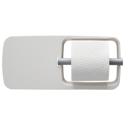 Tiger Tess Toiletrolhouder - met planchet - zelfklevend/boren - wit/lichtgrijs