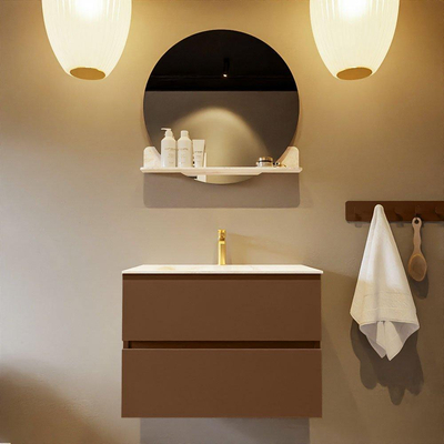 Mondiaz VICA-DLUX Ensemble de meuble de salle de bain - 70cm - meuble sous-vasque reposant - 2 tiroirs - lavabo encastrée cloud milieu - 1 trou de robinet - version haute de 60cm - ostra