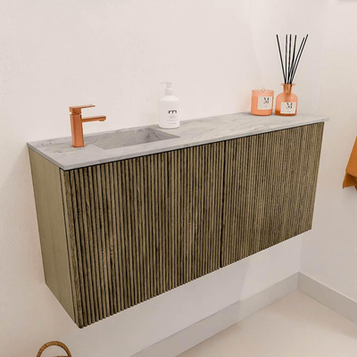 Mondiaz JOYA-DLUX 90cm toiletmeubel - kleur Dusk - Wastafel FAYE positie Links 1 kraangat kleur Glace.