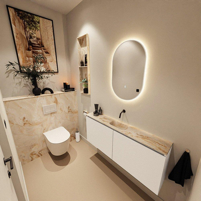 Mondiaz GLOW Miroir de salle de bains - Ovale - 45x90cm - Éclairage LED indirect - Capteur de mouvement - Talc (Blanc)