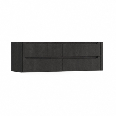H&R Badmeubelen Juice Wastafelonderkast - 160x45x50cm - rechterhoek afgerond - 4 lades - geïntegreerde greep - basalt