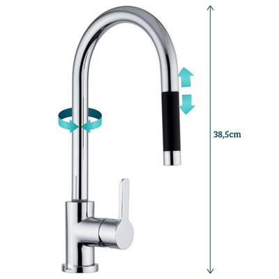 Plieger New Road mitigeur de cuisine avec douchette extractible chrome