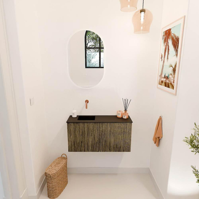 Mondiaz JOYA 80cm toiletmeubel - kleur Dusk - Wastafel FAYE positie Links Zonder kraangat kleur Urban.