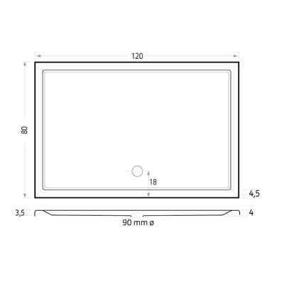 Xenz Mariana douchebak - 120x80x7 - Acryl - cement