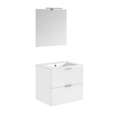 Allibert euro pack ensemble de meubles de salle de bain avec miroir 60x55cm 2 tiroirs blanc brillant