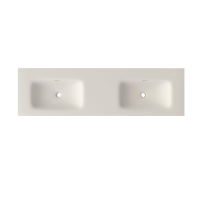 Saniclass Flow Meubelwastafel - 161x46x1.5cm - overloop - 2 wasbakken - zonder kraangaten - solid surface wit mat