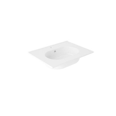 Adema Prime Essential Ensemble de meuble - 60x55x46cm - 1 vasque ovale Blanc - 1 trou de robinet - 2 tiroirs - avec miroir rectangulaire - Cotton (beige)