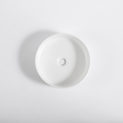 FugaFlow Efficiente Arredo Waskom - 36x36x12.5 - geribbeld - rond - keramiek - wit glans