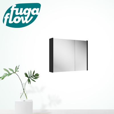 FugaFlow Eccelente Arredo Armoirede toilette 80cm avec panneau latéral Noir mat