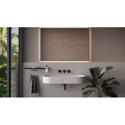 Hotbath &MORE Spiegel - 100x80cm - directe en indirecte LED - color changing - spiegelverwarming - dimbaar - met afstandsbediening - PVD - geborsteld koper (zwart)