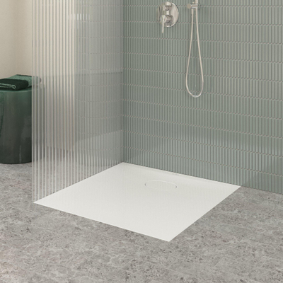 Villeroy & Boch Ecora douchebak - 80x80x3.5cm - afvoer korte zijde - white alpine (wit)