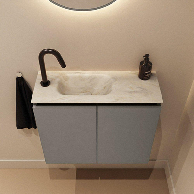 MONDIAZ TURE-DLUX 60cm toiletmeubel Smoke. EDEN wastafel Ostra positie links. Met 1 kraangat.