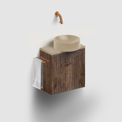 Clou Vale fontein 22cm Keramiek rond zonder kranenbank mat mosterd