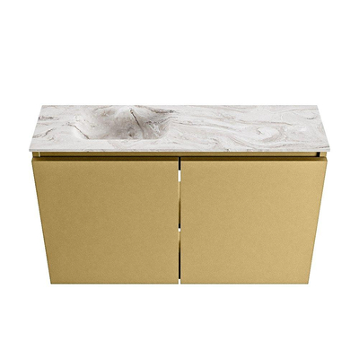MONDIAZ TURE-DLUX Meuble WC 80 cm Oro. EDEN lavabo Glace position gauche. Sans trou de robinet.