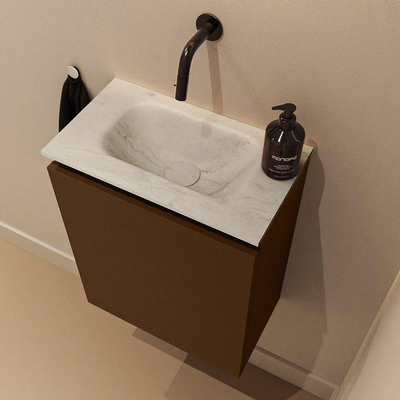 MONDIAZ TURE-DLUX 40cm toiletmeubel Rust. EDEN wastafel Opalo positie midden. Zonder kraangat.