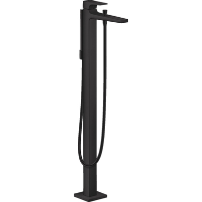 Hansgrohe Metropol Pièce de garniture pour mitigeur de baignoire sur pied montage au sol avec inverseur avec tête bec fixe 23,5cm noir mat