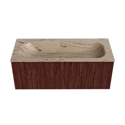 MONDIAZ KURVE-DLUX Meuble de salle de bains 110 cm couleur Ruby avec 1 tiroir et 0 porte. Lavabo BIG MEDIUM Centre 1 trou de robinet Arena.