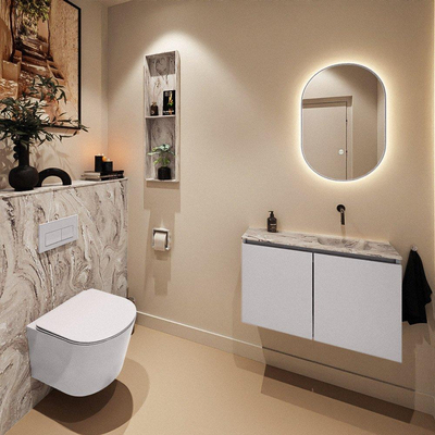 MONDIAZ TURE-DLUX Meuble toilette - 80cm - Cale - EDEN - vasque Glace - position droite - sans trou de robinet