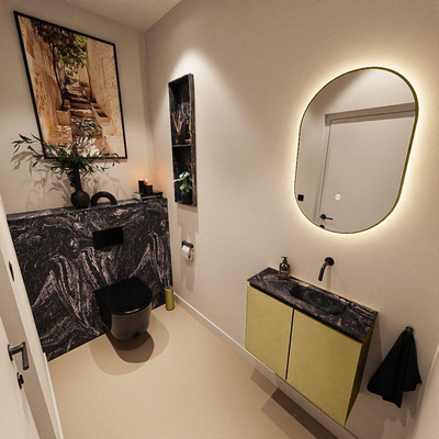 MONDIAZ TURE-DLUX 60cm toiletmeubel Oro. EDEN wastafel Lava positie rechts. Zonder kraangat.