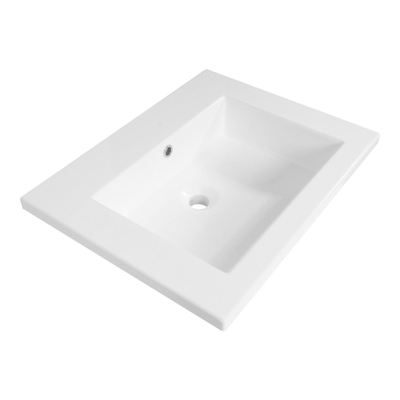 BRAUER Solar Slim lavabo 60x46x2.5cm - 1 bassin - 0 trous de robinet - marbre minéral - blanc soie brillant