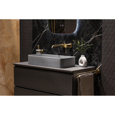 Saniclass Prime Blend Meuble sous lavabo - 100x55x45.9cm - 2 tiroirs - poignée intégrée - MDF - mat anthracite
