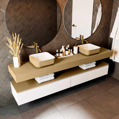 Mondiaz TOP 46 Vrijhangend Topblad - 210x46x12cm - geschikt voor waskom - Solid surface - Oro