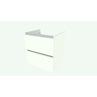 Nemo Go Ensemble de meuble - 60x65x45.5cm - 2 tiroirs - sans poignée - 1 vasque Blanc brillant - 1 trous de robinet - avec armoire toilette - MDF standard white