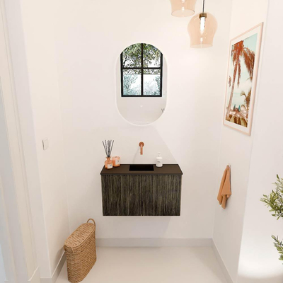 Mondiaz JOYA 70cm toiletmeubel - kleur Shadow - Wastafel FAYE positie Midden Zonder kraangat kleur Urban.