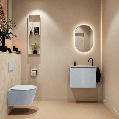 MONDIAZ TURE-DLUX Meuble toilette - 60cm - Clay - EDEN - vasque Ostra - position droite - 1 trou de robinet