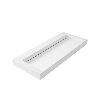 Thebalux Type Glacier Vasque 100x46x8cm sans trou de robinet 1 vasque rectangulaire Solid Surface blanc mat