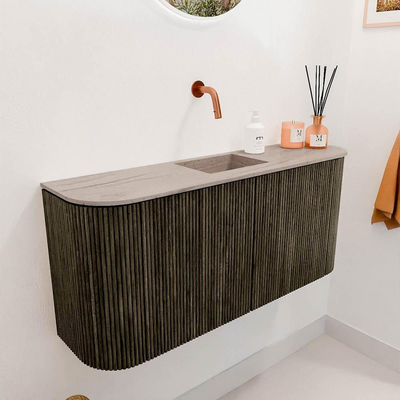 Mondiaz JOYA-DLUX 93.2cm toiletmeubel - ronding links en rechts kleur Shadow - Wastafel FAYE positie Midden Zonder kraangat kleur Saba.