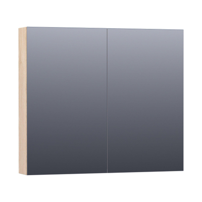 BRAUER Impress Deluxe armoire de toilette - 80x70x15cm - éclairage interne et externe - 2 portes miroir double face - Sunlit