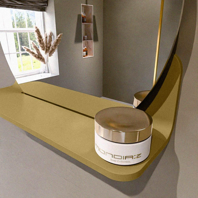 Mondiaz SPOT miroir – Ø 40 cm – avec tablette – Oro (sable)