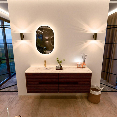 Mondiaz CIRO-DLUX Badkamermeubelset - 150x45x50cm - Solid surface wastafel Nata - 1 wasbak Links - 1 kraangat - 4 lades - Ruby