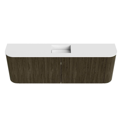 Mondiaz JOYA Meuble de toilette 123,2cm - arrondis gauche et droite couleur Shadow - Vasque FAYE position Milieu Sans trou de robinet couleur Talc