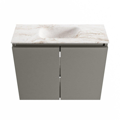 MONDIAZ TURE-DLUX Meuble de toilettes 60 cm Smoke. Lavabo EDEN Frappe position milieu. Avec 1 trou de robinet.