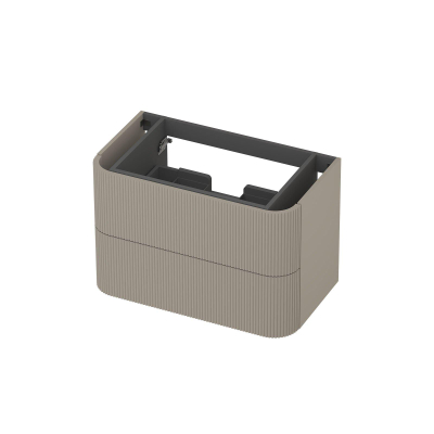 INK Concept R Wastafelonderkast - 80x45x52cm - 2 lades - opliggende grepen - gefreesd - afgeronde hoeken - MDF lak - mat creme cotton