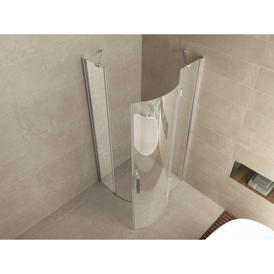 Wiesbaden Curf cabine kwartrond met 1 draaideur rechts 900 x 900 x 2000 x 8 mm helder glas/chroom