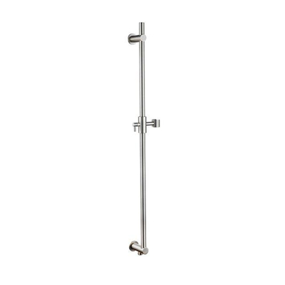 Fortifura Nebbio Ensemble combiné bain - mitigeur thermostatique - barre coulissante avec coude mural intégré - flexible de douche lisse - douchette à main sur barre - Remplissage-vidage de baignoire - inox brossé PVD (inox)