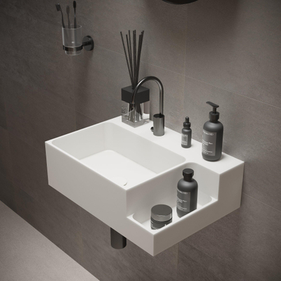 Ideavit SolidDual Wastafel 50x36x15,5cm 1 kraangat 1 wasbak Solid Surface wit mat