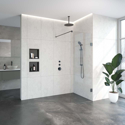BRAUER Void inloopdouche helder glas 80x200 incl. glascoating PVD gunmetal geborsteld