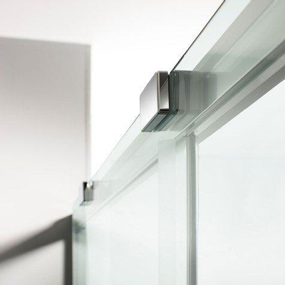 Crosswater Design s porte coulissante softclose - 150x195cm - verre de sécurité transparent - profil argenté