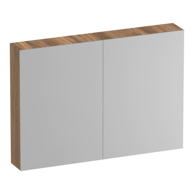 BRAUER Impress Deluxe Armoire de toilette - 100x70x15cm - éclairage à l'intérieur et à l'extérieur - 2 portes miroir double - Honey