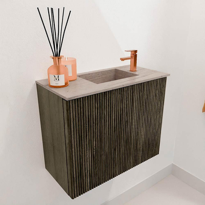 Mondiaz JOYA-DLUX Meuble de toilette 50cm - couleur Shadow - Lavabo FAYE position Droite 1 trou de robinet couleur Saba