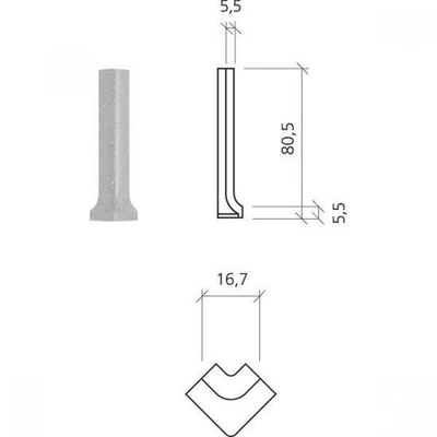 Ceralto Farlo Shade collection Pièce d'aide pour plinthe - 2x7.5cm - 5.5mm - gris basalte