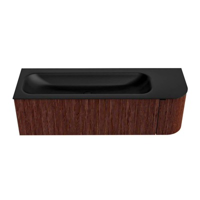 Mondiaz KURVE Badkamermeubelset - 145x46x40cm - 1 lade - 1 deur - wastafel solid surface - links - 2 kraangaten - Ruby